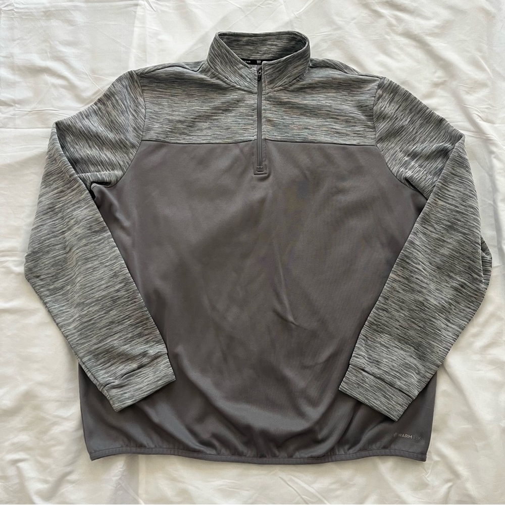 TEK GEAR WARM TEK Long Sleeve 1/4 Zip Pullover Sweater Size XLT Silver Gray